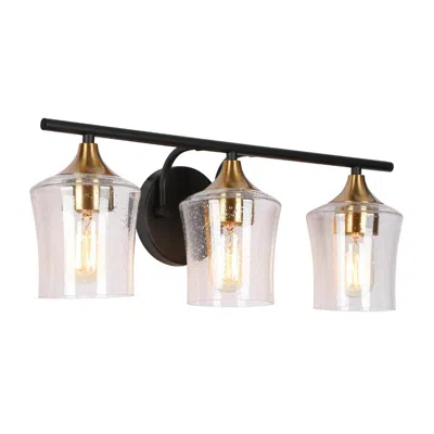 L.n.c. 3-light Black And Brass Gold Bathroom Vanity Lights In Multi