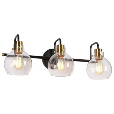 L.n.c. 3-light Black And Polished Brass Bathroom Vanity Light In Gold