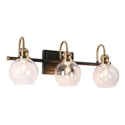 L.n.c. 3-light Black Bathroom Vanity Light For Powder Room In Gold