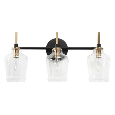 L.n.c. 3-light Black Bathroom Vanity Light With Bell Clear Glass