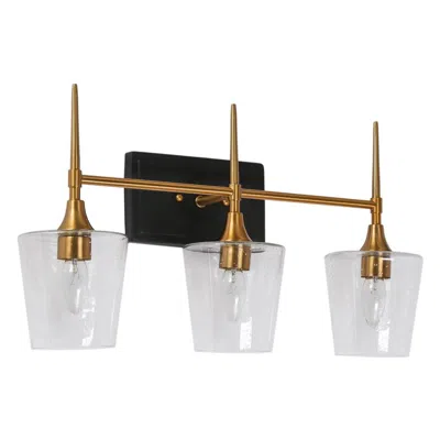 L.n.c. 3-light Black Bathroom Vanity Light With Brass Gold Bathlight