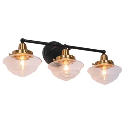 L.n.c. 3-light Black Bathroom Vanity Light With Seeded Glass