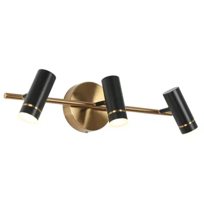 L.n.c. 3-light Black Led Vanity Light Wall Sconce In Gold