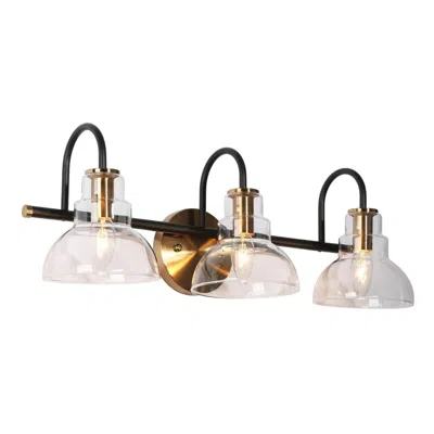 L.n.c. 3-light Brass Gold Bathroom Vanity Light With Clear Glass