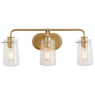 L.n.c. 3-light Glass And Brass Bath Light In Gold