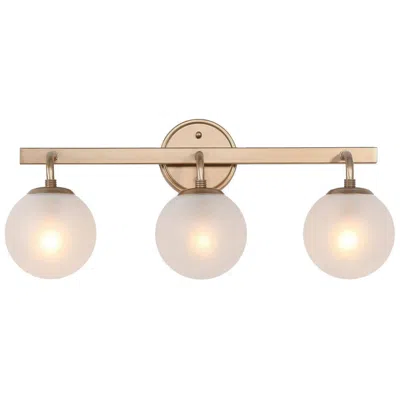 L.n.c. 3-light Glass And Brass Bath Light In Gold
