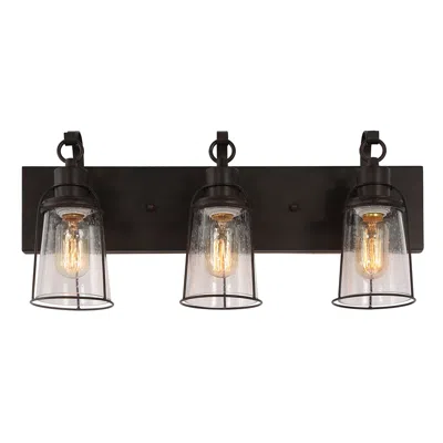 L.n.c. 3-light Glass And Bronze Bath Light