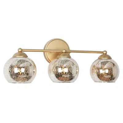L.n.c. 3-light Gold Bathroom Vanity Light With Globe Mercury Glass