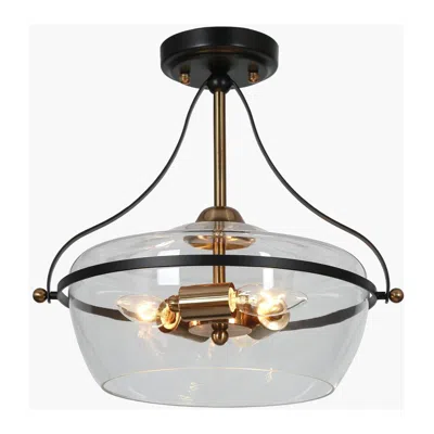 L.n.c. 3-light Matte Black And Plating Brass Ceiling Lamp With Clear Glass