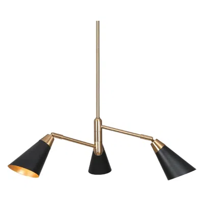 L.n.c. 3-light Matte Black And Plating Brass Chandeliers