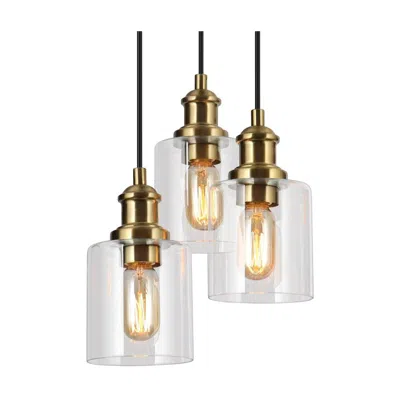 L.n.c. 3-light Matte Black And Plating Brass Chandeliers With Clear Glass In White