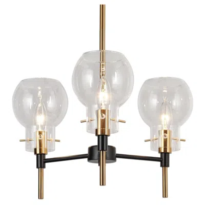 L.n.c. 3-light Matte Black And Plating Brass Chandeliers With Clear Glass In White