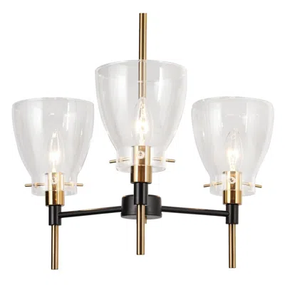 L.n.c. 3-light Matte Black And Plating Brass Chandeliers With Clear Glass In White