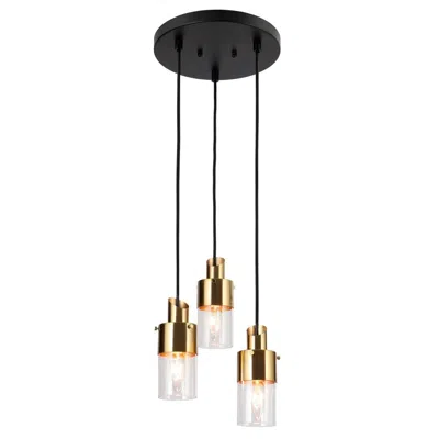 L.n.c. 3-light Matte Black And Plating Brass Chandeliers With Clear Glass