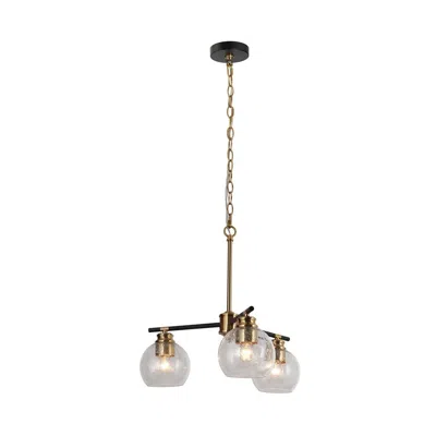 L.n.c. 3-light Matte Black And Plating Brass Chandeliers With Seeded Glass
