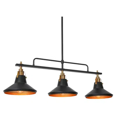 L.n.c. 3-light Matte Black And Plating Brass Island Lamp