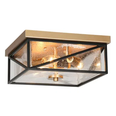 L.n.c. 3-light Matte Black And Satin Gold Ceiling Lamp With Seeded Glass