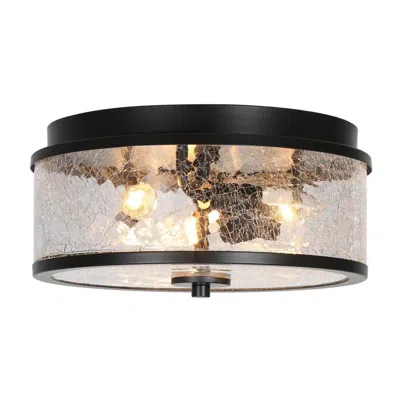 L.n.c. 3-light Matte Black Ceiling Lamp With Textured Glass