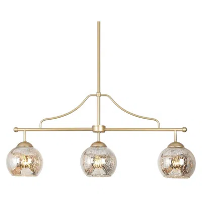 L.n.c. 3-light Matte Gold Island Lamp With Mercury Glass