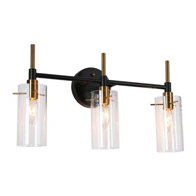 L.n.c. 3-light Modern Brass And Black Bathroom Vanity Light
