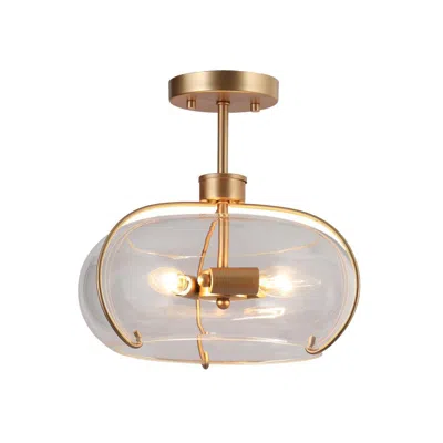 L.n.c. 3-light Satin Gold Ceiling Lamp With Clear Glass