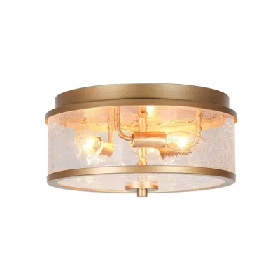 L.n.c. 3-light Satin Gold Ceiling Lamp With Crackle Glass