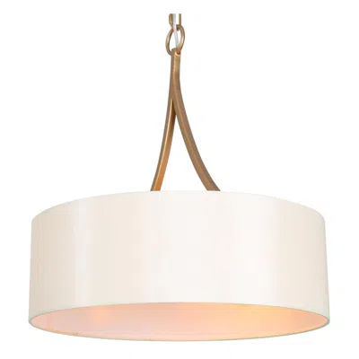 L.n.c. 3-light Satin Gold Fabric Chandeliers In White