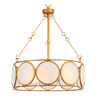 L.n.c. 3-light Vintage Brushed Gold Chandeliers With Frosted Glass