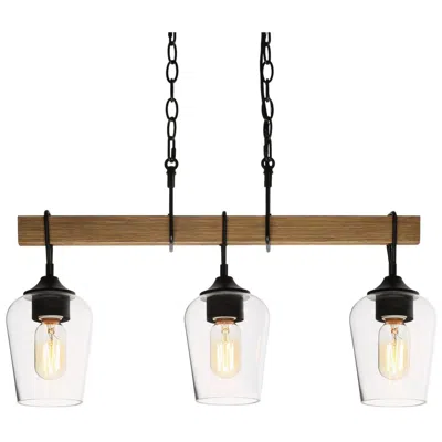 L.n.c. 3-lights 24.8"w Farmhouse Linear Island Pendant Light With Glass Shade