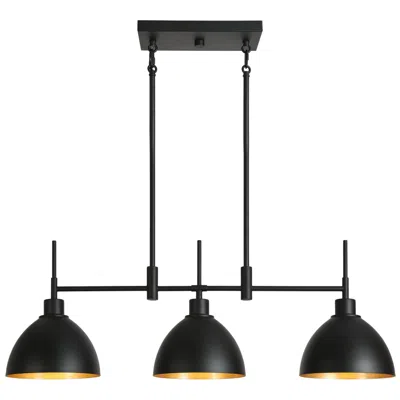 L.n.c. 3-lights 33.2"w Matte Black Island Pendant Light Chandelier