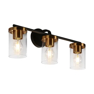 L.n.c. 3-lights Black And Gold Bathroom Wall Lamp In Brown
