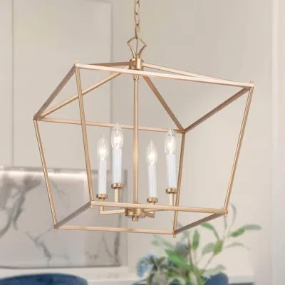 L.n.c. 4 - Light Lantern Geometric Chandelier In Rose Gold