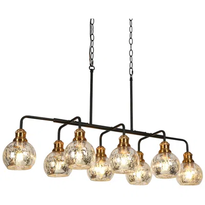 L.n.c. 40.5" Wide Matte Black And Polished Brass Gold Linear 8-light Chandeli