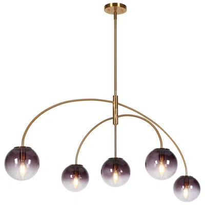 L.n.c. 46" Wide Brass 5-light Island Chandelier With Gradient Glass Shades In Black