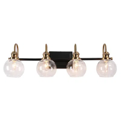 L.n.c. 4-light Black And Brass Gold Bathroom Vanity Light
