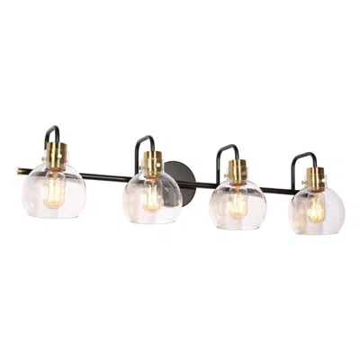 L.n.c. 4-light Black And Brass Gold Bathroom Vanity Light