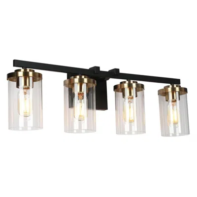 L.n.c. 4-light Black And Brass Vanity Light For Bathroom