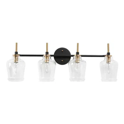 L.n.c. 4-light Black Bathroom Vanity Light With Bell Clear Glass In White