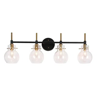 L.n.c. 4-light Black Bathroom Vanity Light With Globe Clear Glass