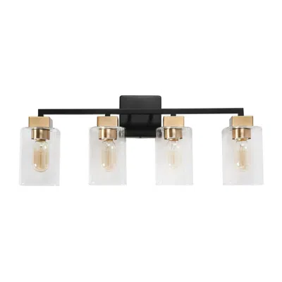 L.n.c. 4-light Brass And Black Modern Bathroom Vanity Light In Multi