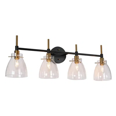 L.n.c. 4-light Brass Gold And Black Vanity Light For Bathroom