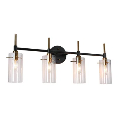 L.n.c. 4-light Brass Gold Bathroom Vanity Light In Black