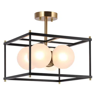 L.n.c. 4-light Flat Black And Imitation Electroplated Copper Ceiling Lamp
