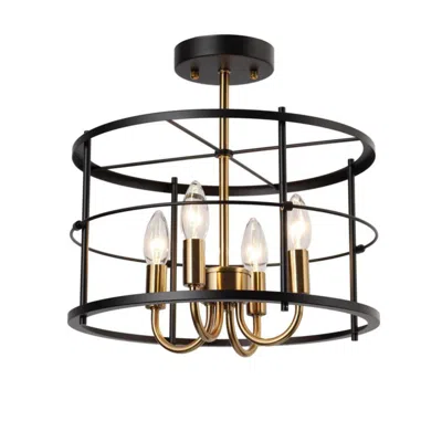 L.n.c. 4-light Matte Black And Plating Brass Ceiling Lamp