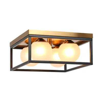 L.n.c. 4-light Matte Black And Plating Brass Ceiling Lamp With Frosted Glass