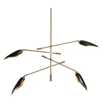 L.n.c. 4-light Matte Black And Plating Brass Chandeliers