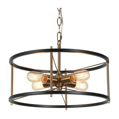 L.n.c. 4-light Matte Black And Plating Brass Chandeliers