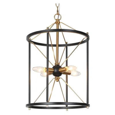 L.n.c. 4-light Matte Black And Plating Brass Chandeliers