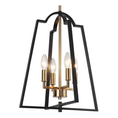 L.n.c. 4-light Matte Black And Plating Brass Chandeliers
