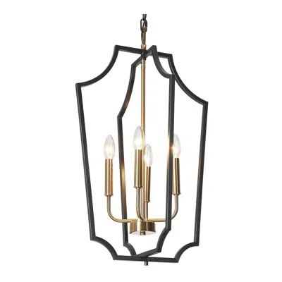 L.n.c. 4-light Matte Black And Plating Brass Chandeliers